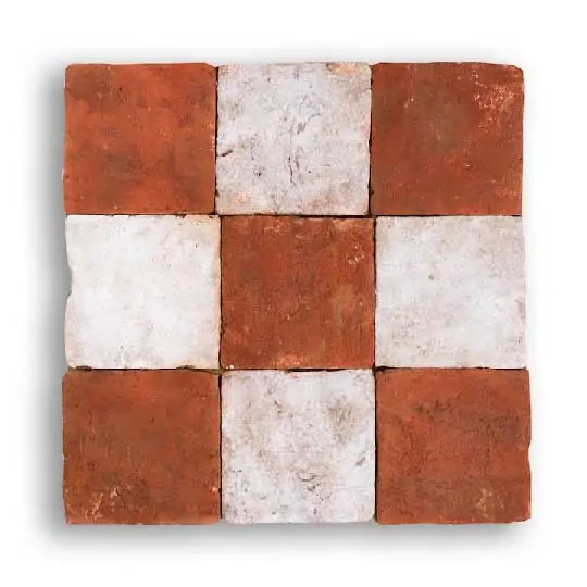 Painted Carraro White 'n Orange Tile Floor