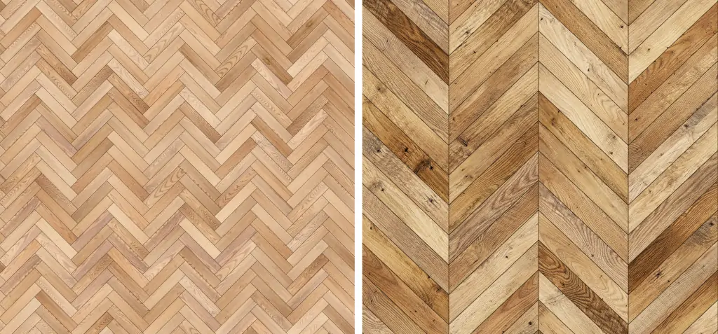 Herringbone vs chevron wood floor: are they the same?