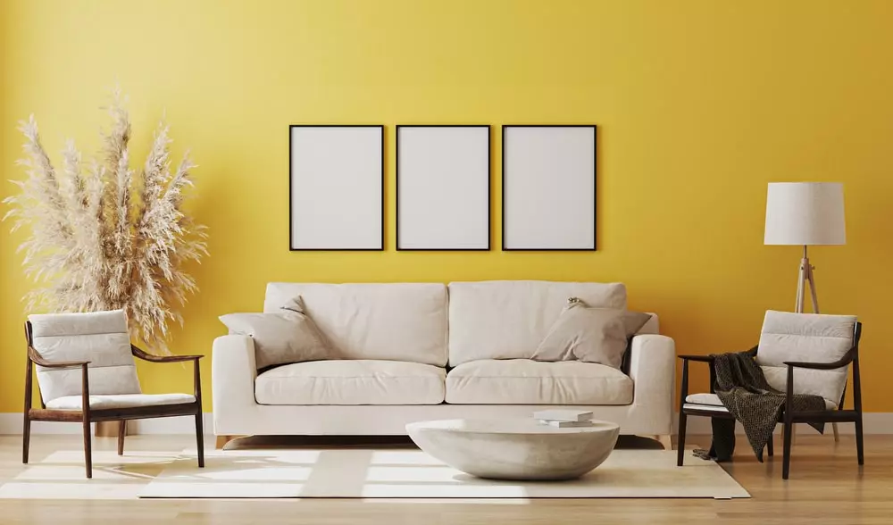 Picture frames in yellow-room