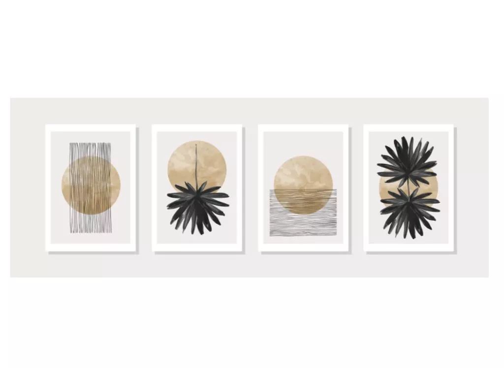 Abstract geometric natural shapes poster set